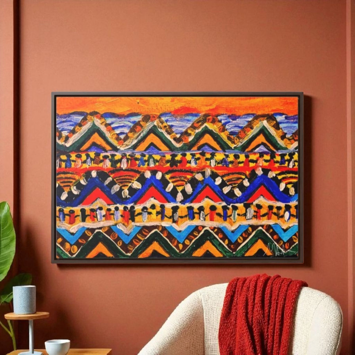Original Tribal Artwork, Handcrafted Gallery Wrap in Walnut/Black Printify