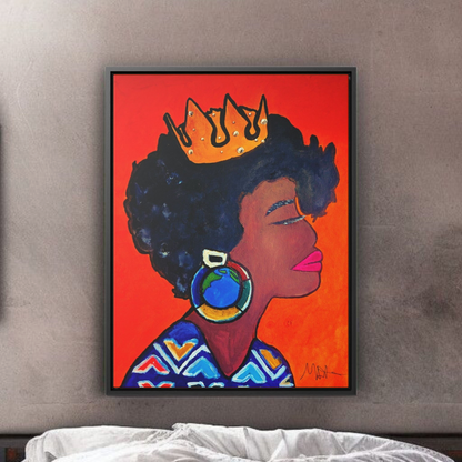 Wall Art - Exquisite Ethnic Woman Canvas Painting, Vertical Gallery Wrapped Artwork