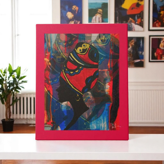 Abstract Ethnic Canvas Wall Art - Hand Drawn African Woman Illustration