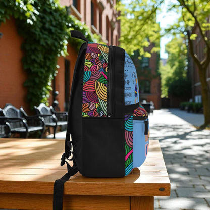 Colorful Tribal Dance Backpack, Ethnic Music Festival Bag, Boho Rucksack