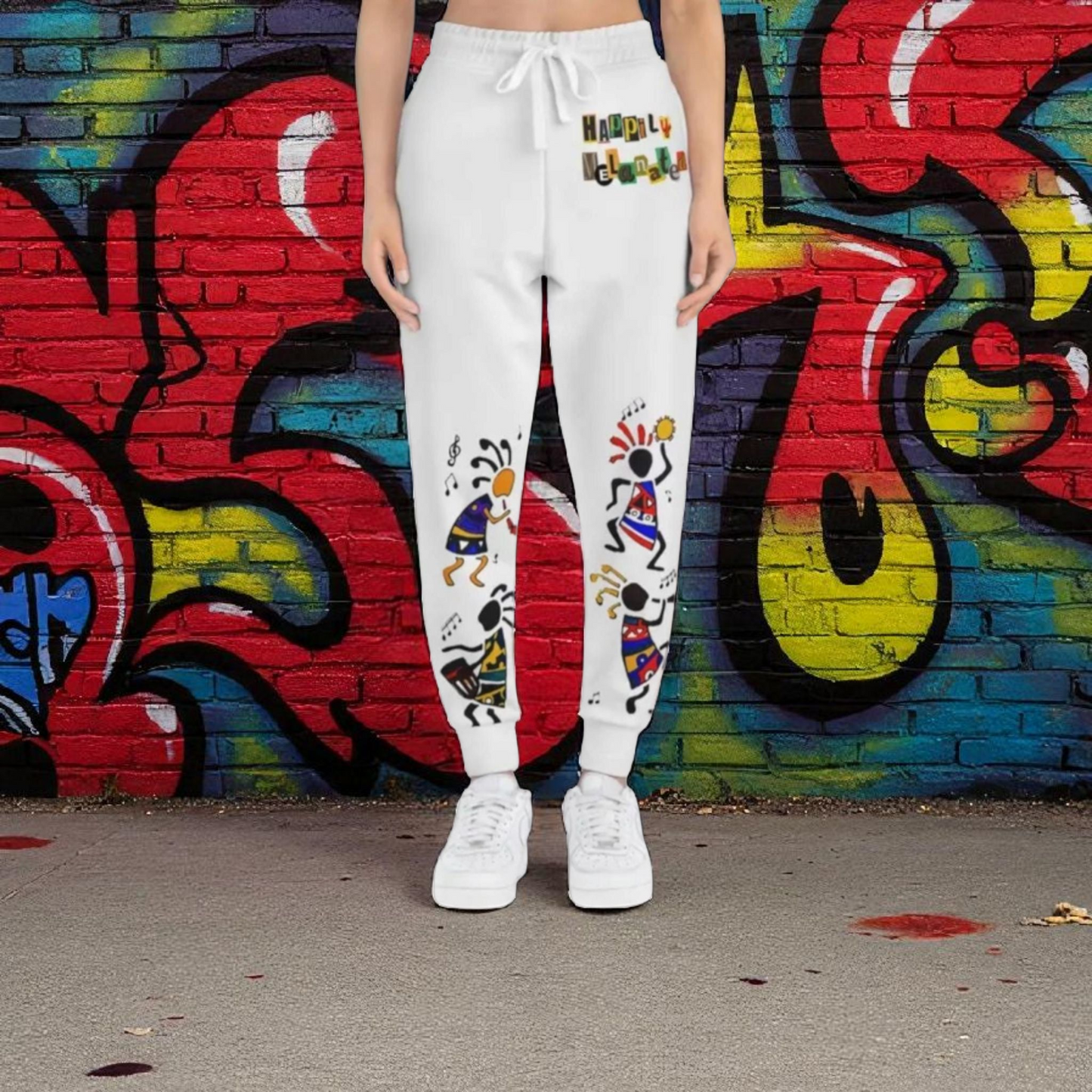 Handcrafted Afro Music Cartoon Art Athletic Joggers, Unisex Sweatpants