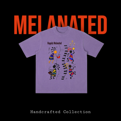 Afro Music Cartoon Graphic Unisex T-shirt, Vintage Wash Drop Shoulder T-shirt