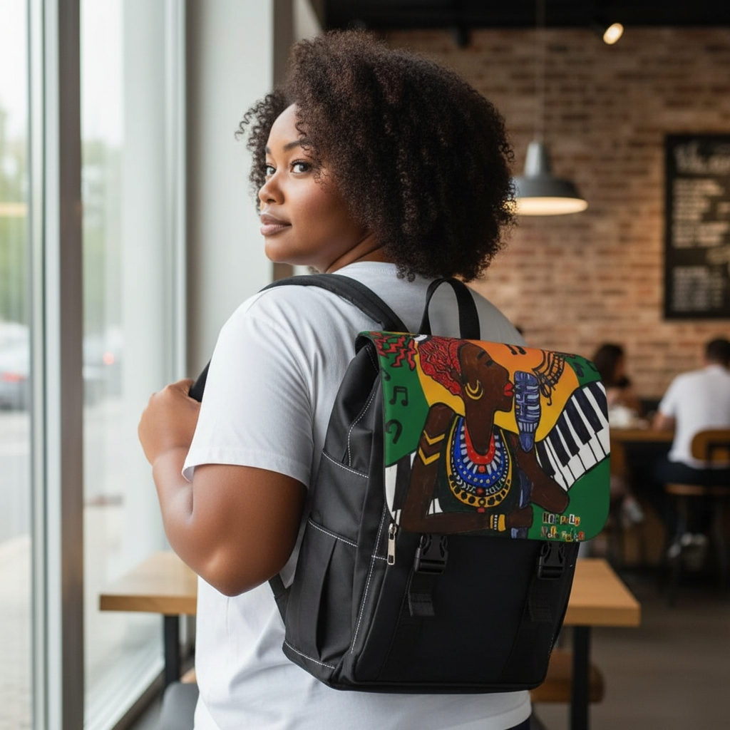 Jazz Singer, Music-Inspired Unisex Shoulder Backpack - Stylish & Functional Printify