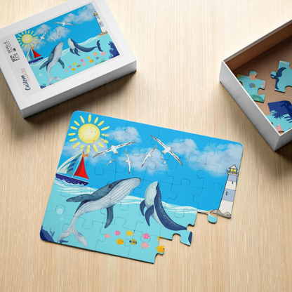 Whale Kids' Puzzle, 30-Piece - Aquatic Educational Toy for Children, Ocean Theme Jigsaw