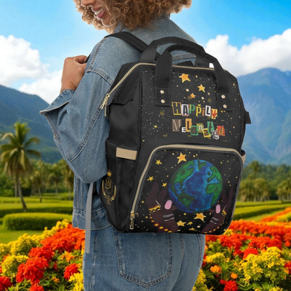 Ethnic Cosmic Themed Multifunctional Diaper Backpack - Stylish & Versatile Baby Bag