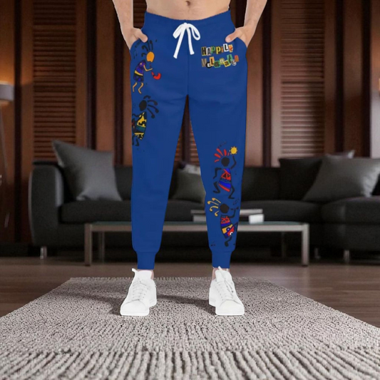 Afro Music Cartoon Art Unisex Athletic Joggers, Handcrafted Jogger Pants