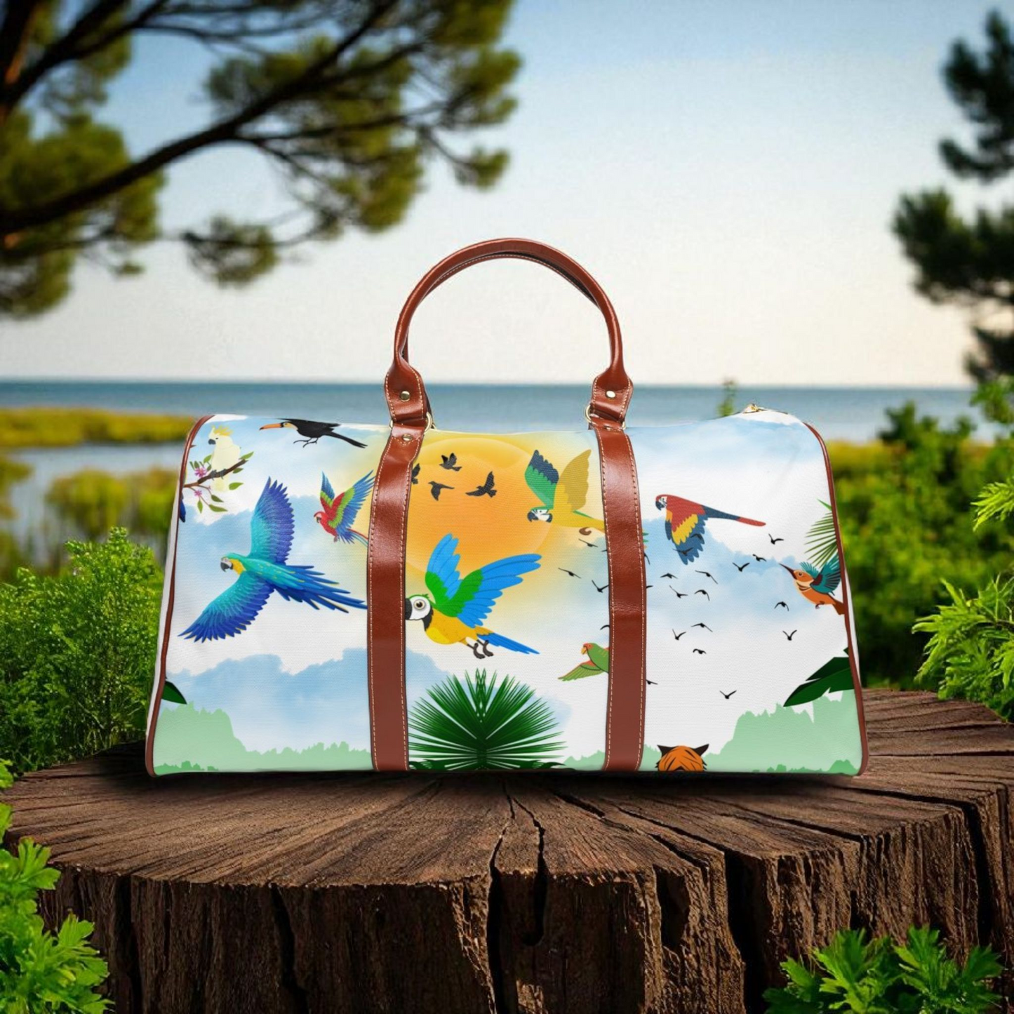 Vibrant Tropical Waterproof Travel Bag - Perfect for Adventurers and Getaways