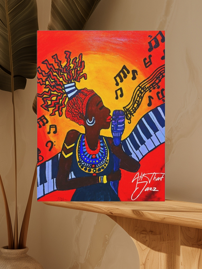 Canvas Art Print, Jazz Singer Music Decor, Jazz Piano Wall Art, Original Artwork