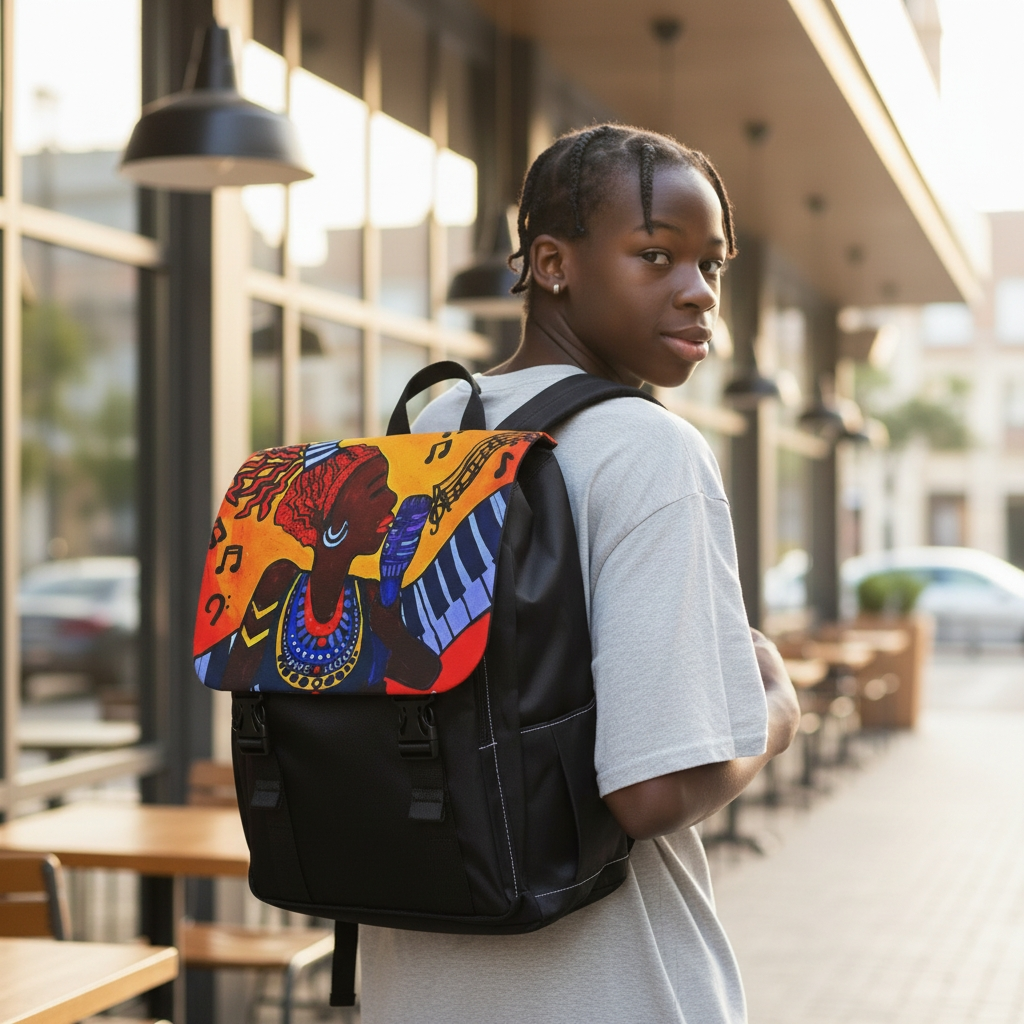 Vibrant Music-Inspired Unisex Shoulder Backpack - Stylish & Functional