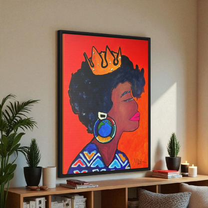 Wall Art - Exquisite Ethnic Woman Canvas Painting, Vertical Gallery Wrapped Artwork