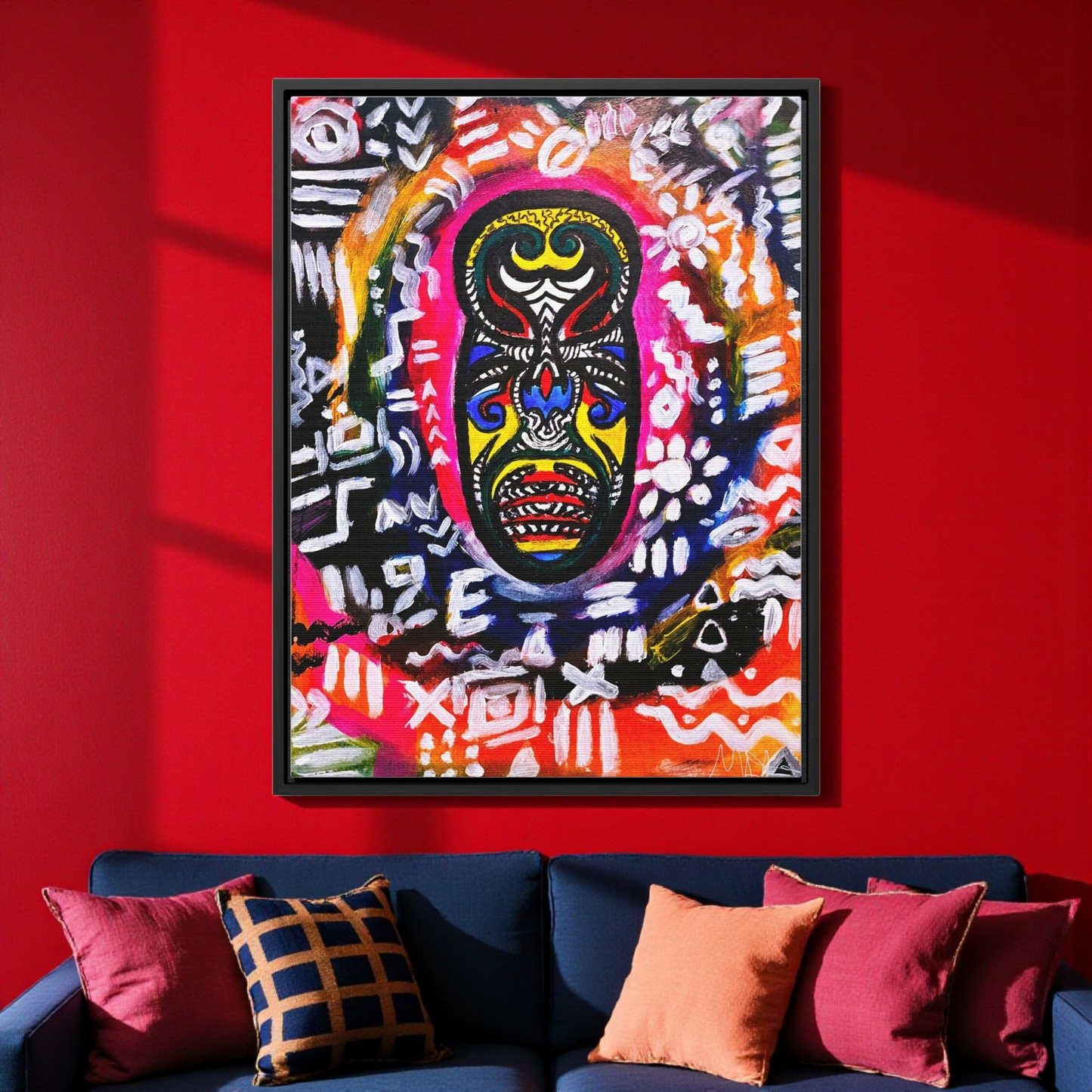 Beautiful Tribal Mask Canvas Art, Multiple Sizes Vertical Frame, Perfect Wall Decor