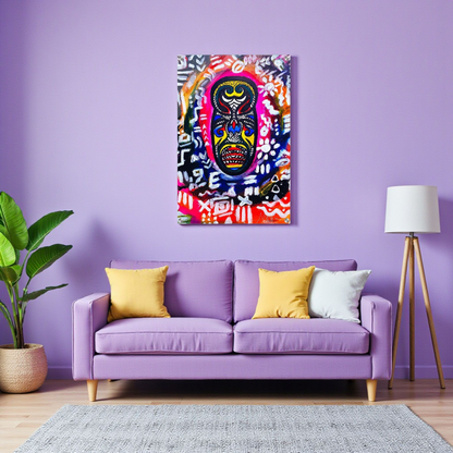 Vibrant Tribal Mask Painting,  Acrylic Print - Authentic Handcrafted Decor