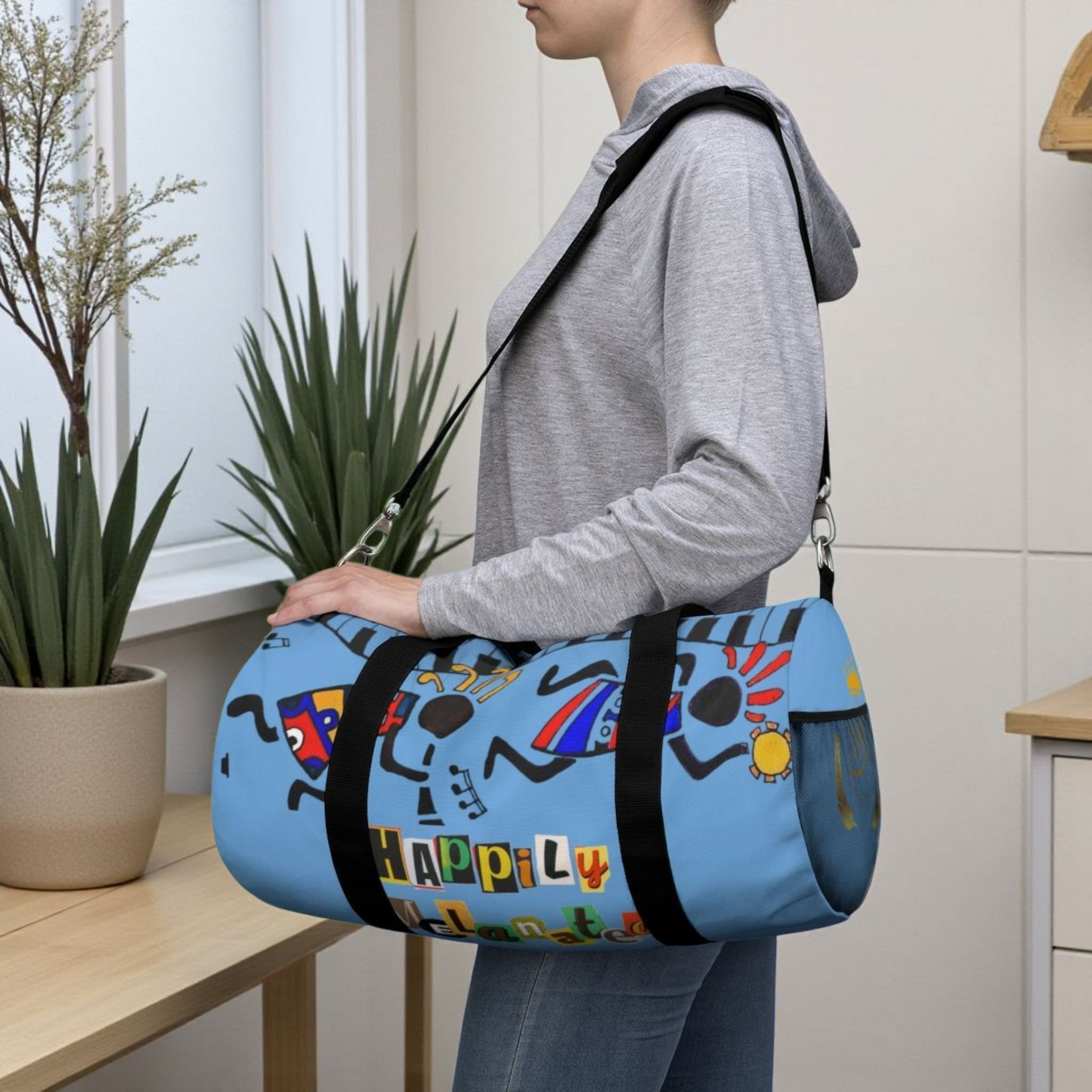 Afro Music Cartoon Piano Art Handcrafted Duffel Bag - Musician Gift, Travel Bag