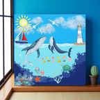 Whale Art Canvas, Ocean Life Wall Art, Nautical Home Decor, Coastal Canvas Print Printify