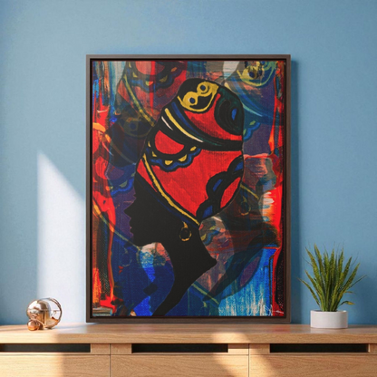 Artisan Black Woman Portrait, Handcrafted Wall Art, Empowering Home Decor, Vertical Frame