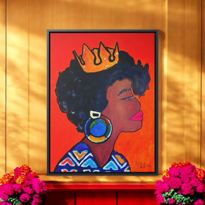 Wall Art - Exquisite Ethnic Woman Canvas Painting, Vertical Gallery Wrapped Artwork