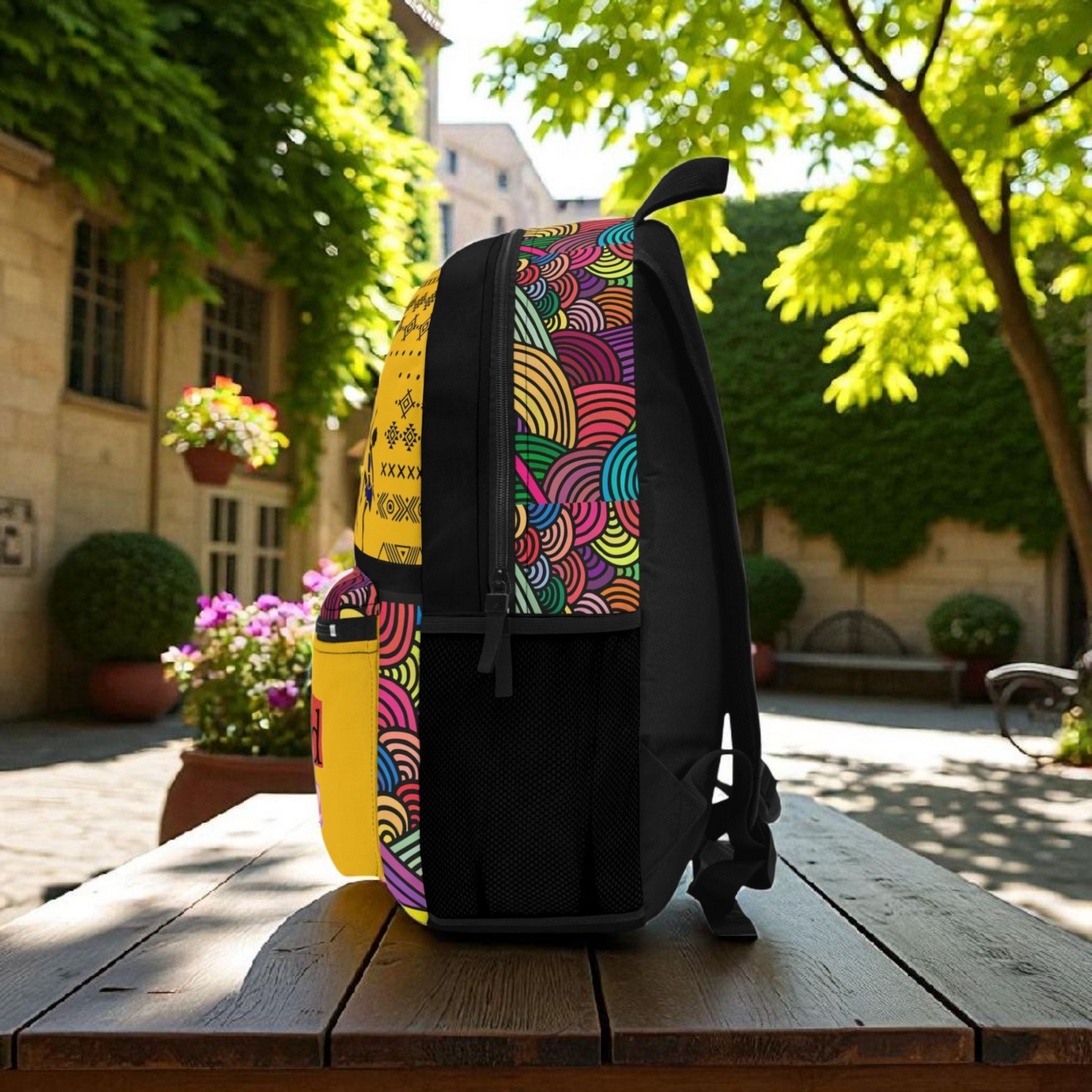 Colorful Tribal Dance Backpack, Ethnic Music Festival Bag, Boho Rucksack