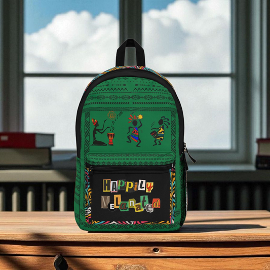 Unique Afro Music Backpack, Music Lover Bag, Cartoon Print Rucksack, Ethnic Design