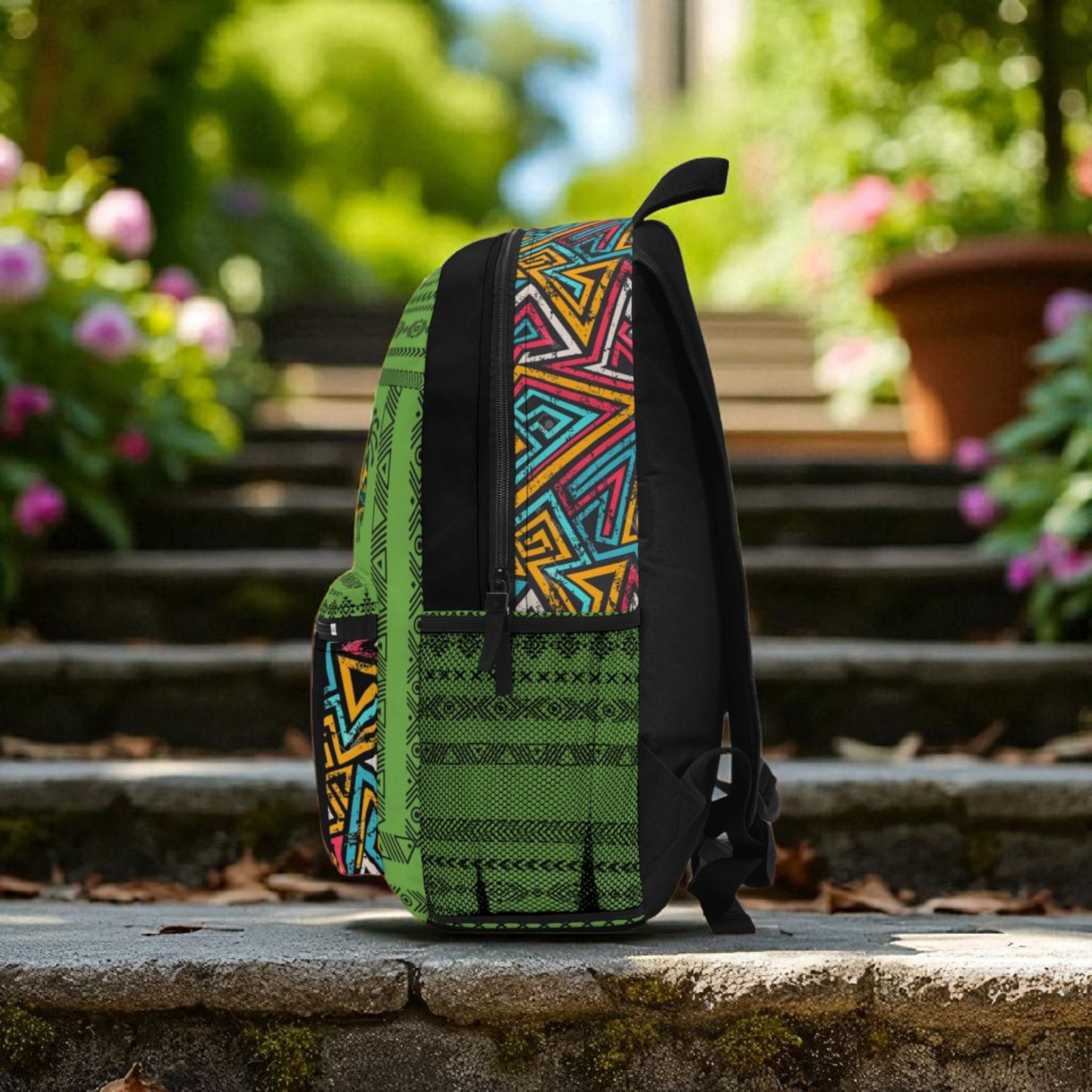 Unique Afro Music Backpack, Music Lover Bag, Cartoon Print Rucksack, Ethnic Design