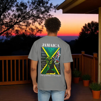 Handmade Unisex T-shirt with Original Jamaican Flag Design