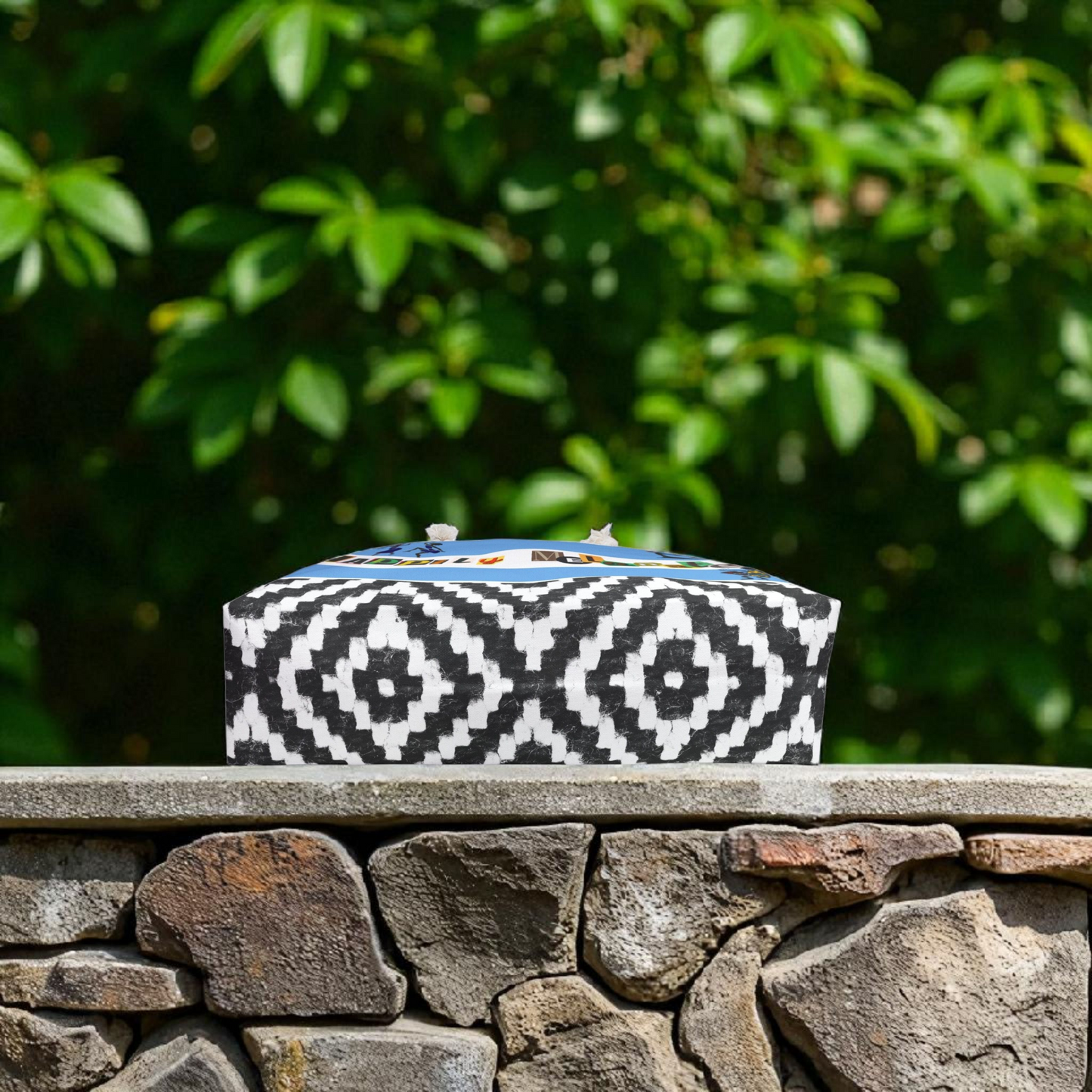 Handcrafted Ethnic Music Art Weekender Bag - Oversized, Durable Tote with Rope Handles