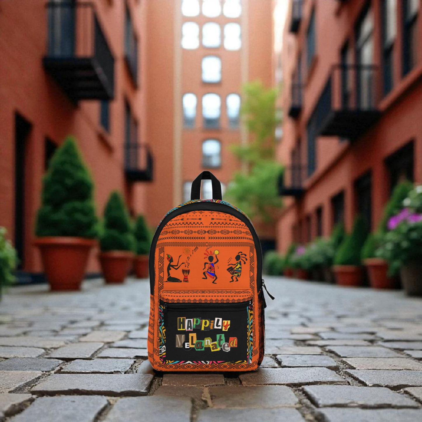 Ethnic Music Backpack, Music Lover Bag, Cartoon Print Rucksack, Ethnic Design