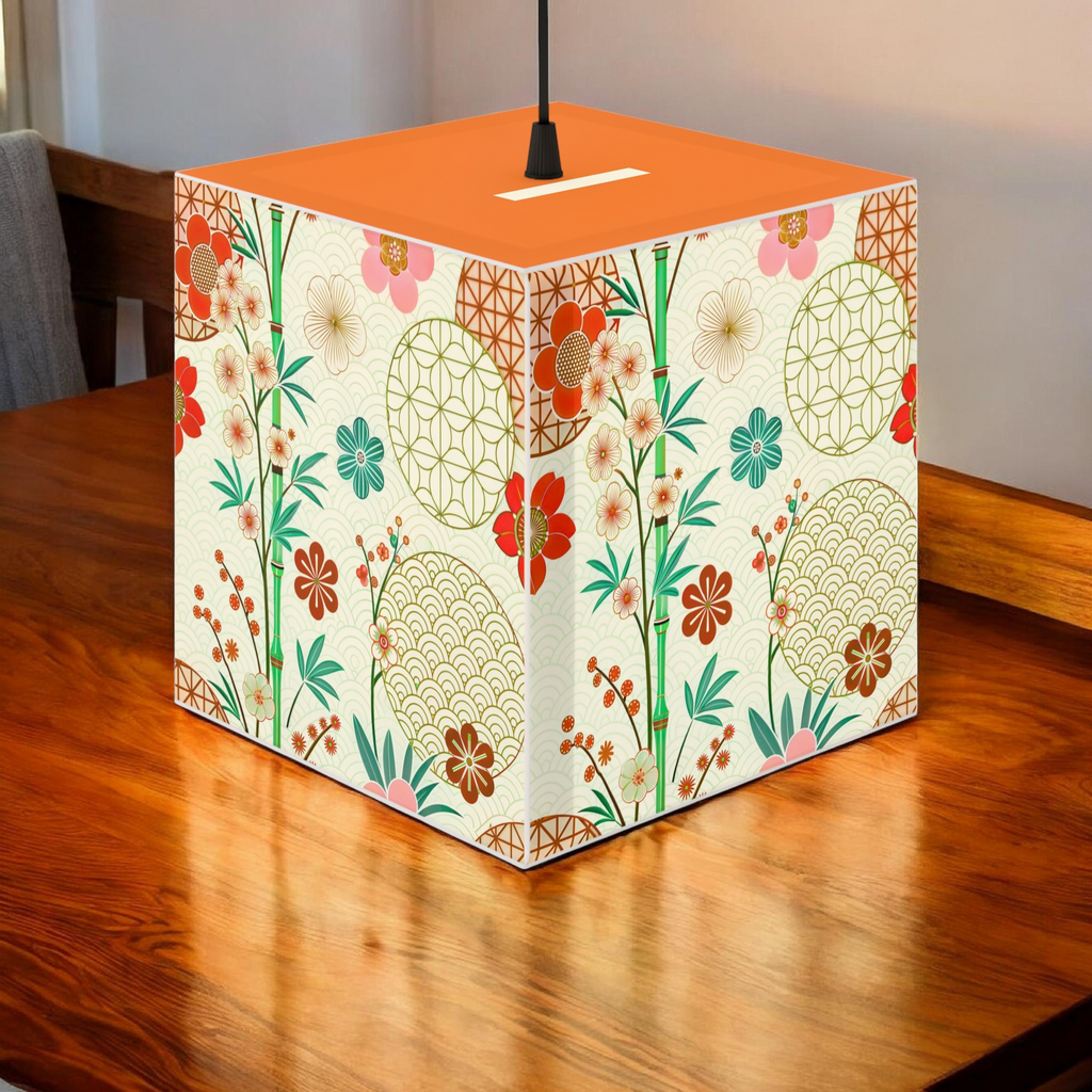 Japanese Floral Cube Lamp — Vintage Sakura Pattern Light Cube Printify