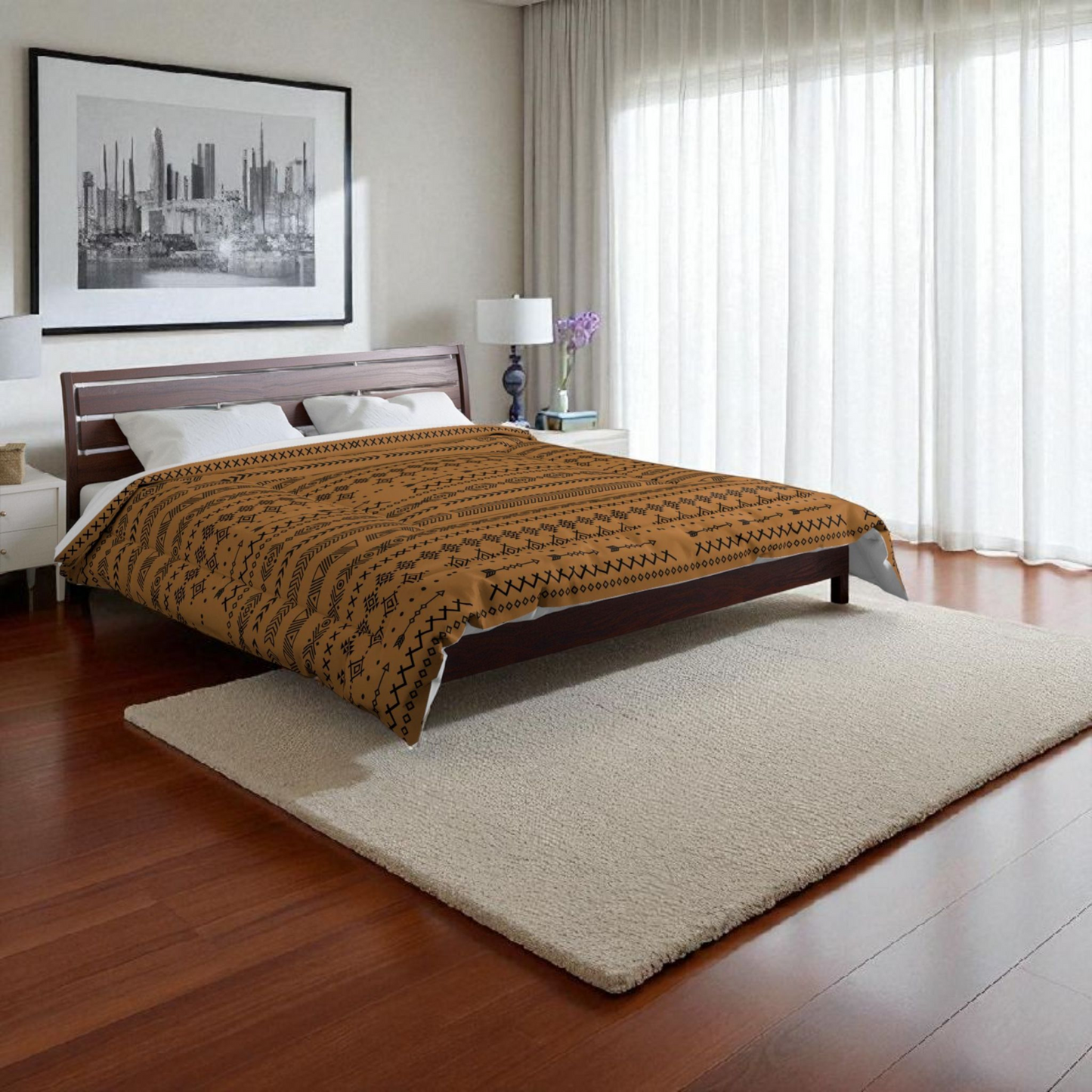 Boho Comforter, Aztec Pattern Bedding, Cozy Home Decor, Tribal Print Duvet