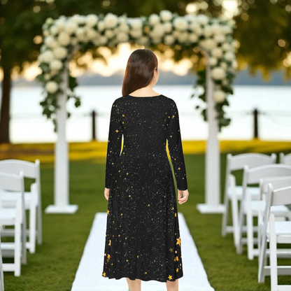 Celestial Floral Long Sleeve Dance Dress - Perfect for Parties, Events, Spring Celebrations