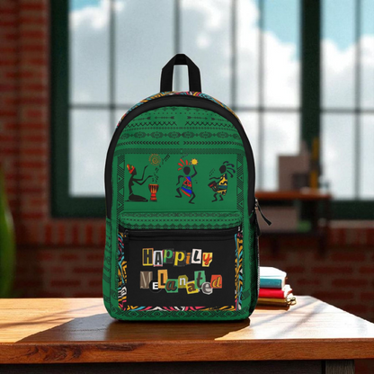 Unique Afro Music Backpack, Music Lover Bag, Cartoon Print Rucksack, Ethnic Design