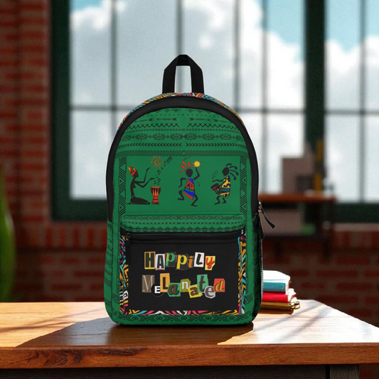 Unique Afro Music Backpack, Music Lover Bag, Cartoon Print Rucksack, Ethnic Design