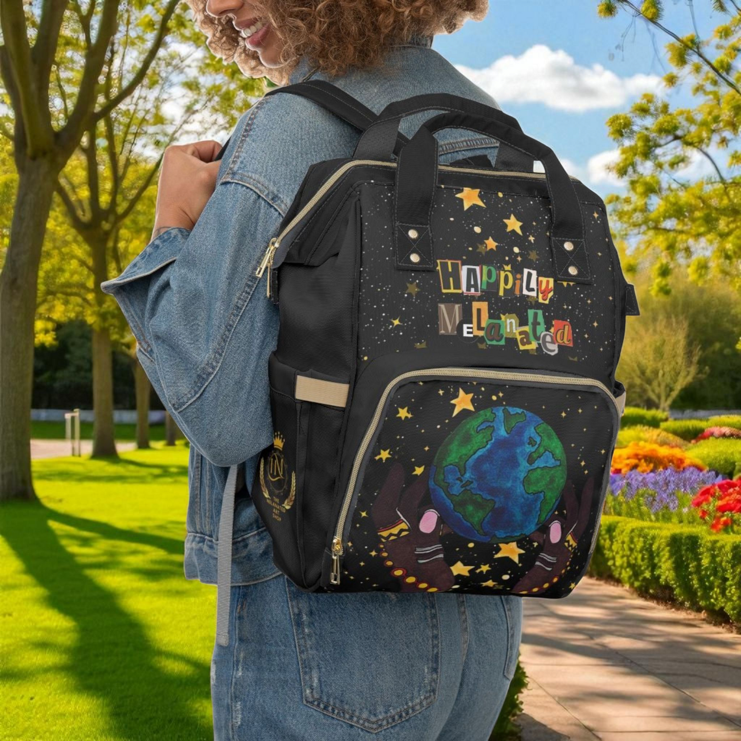 Ethnic Cosmic Themed Multifunctional Diaper Backpack - Stylish & Versatile Baby Bag
