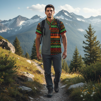 African Print Polo Shirt — Bold Kente-Inspired Pattern