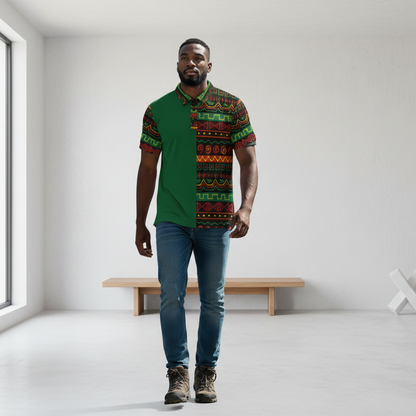 African Print Polo Shirt — Bold Kente-Inspired Pattern