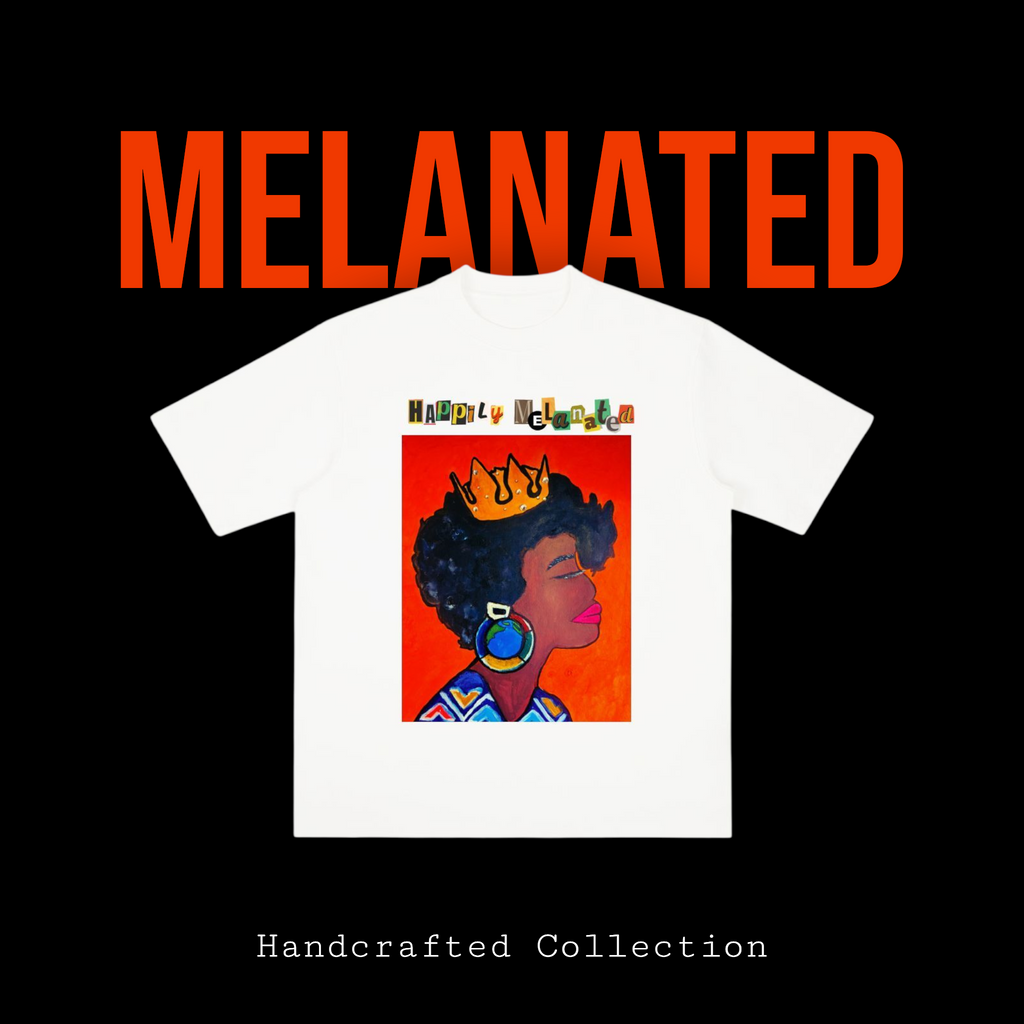 Unisex Crowned Black Woman Art Graphic Vintage Wash Drop Shoulder T-shirt ODMPOD
