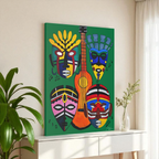 Tribal Mask Canvas, Singing Mask Painting, Wall Art Decor, Home Office Decoration Printify