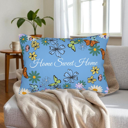 Home Sweet Home Floral Lumbar Pillow - Cozy Accent for Living Room