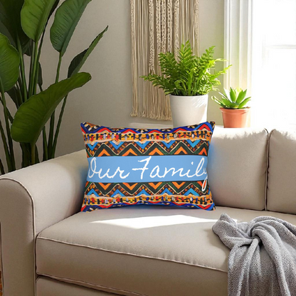 Tribal-Inspired Handcrafted Lumbar Pillow, Boho- Chic designed, Stylish Sofa Accessory