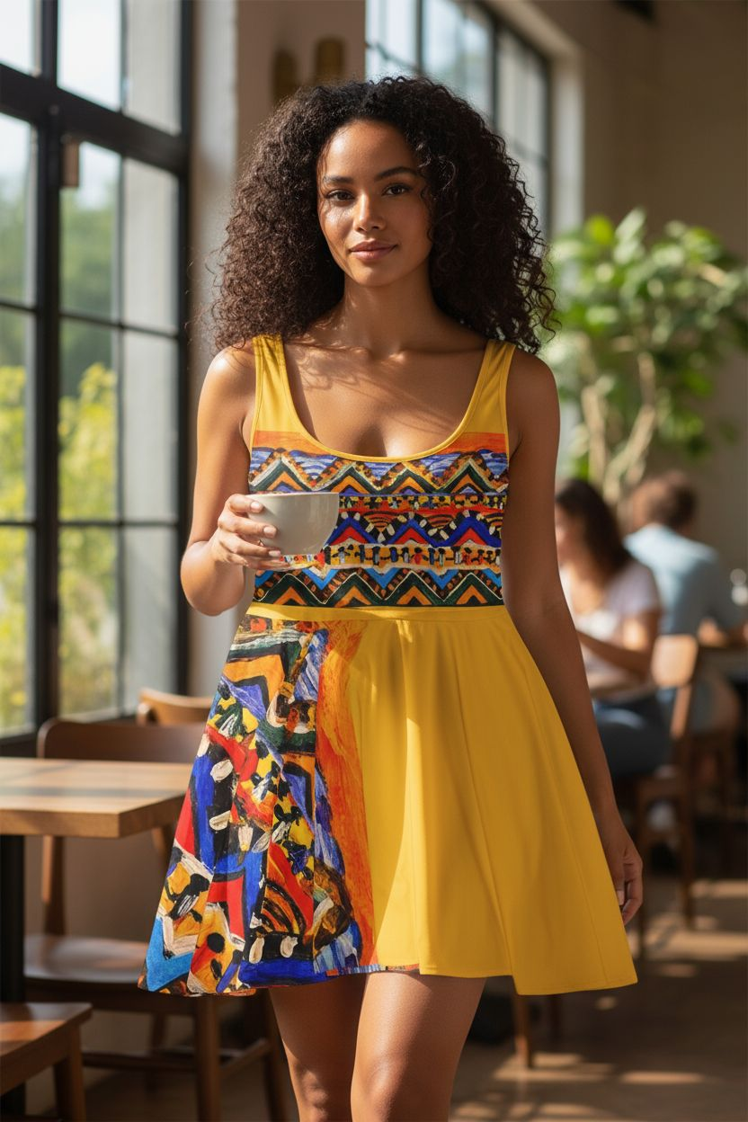 Handcrafted Tribal Textile Women's Skater Dress - Unique & Versatile Fashion for Everyday Wear Printify