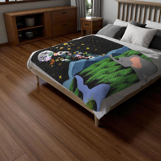Whimsical Elephant Comforter, Cozy Bedding, Dreamy Decor, Unique Gift for Kids, Nature-Inspired Home Textile