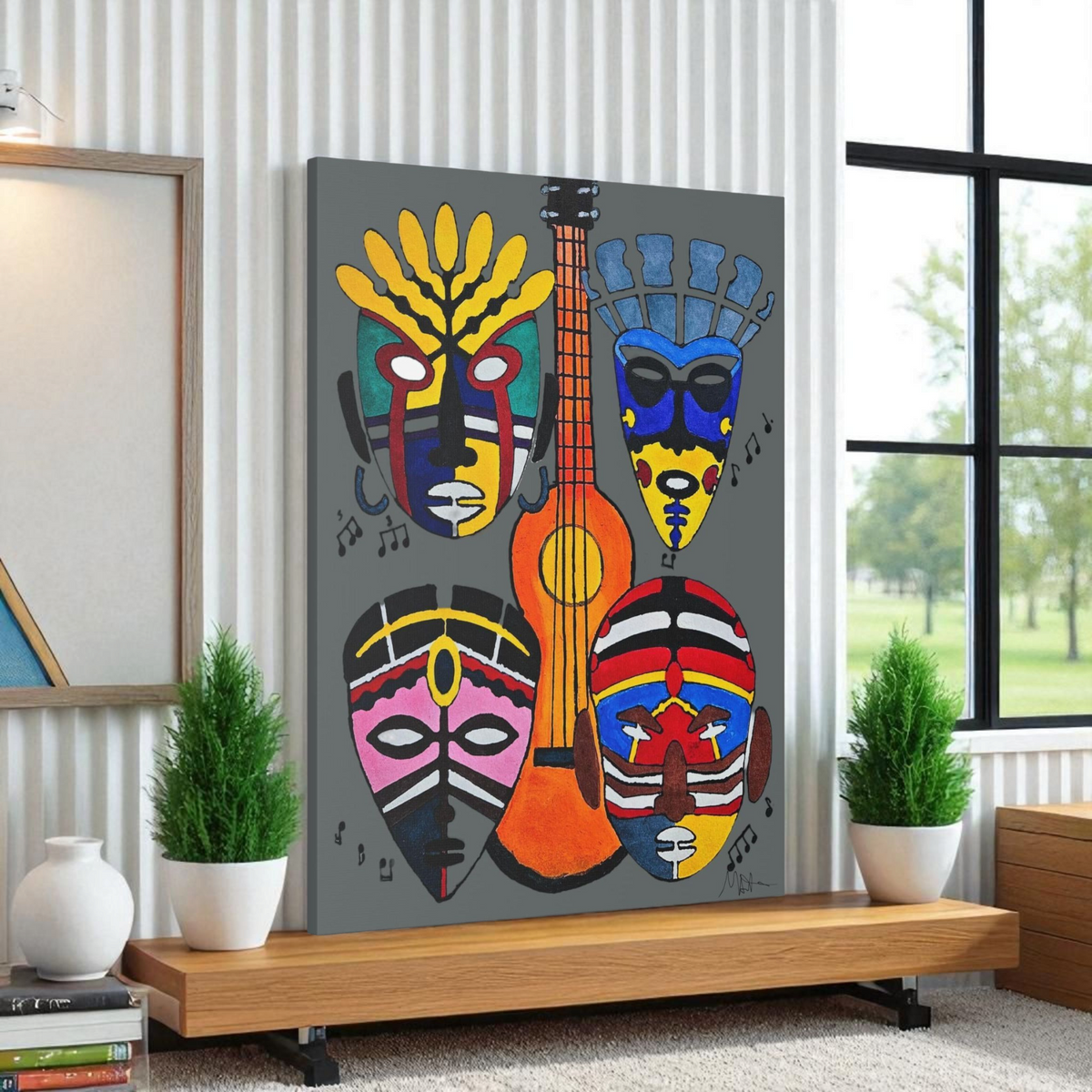 Tribal Mask Acrylic Prints, Wall Art Decor, Native American Artwork, Home Office Decor Printify