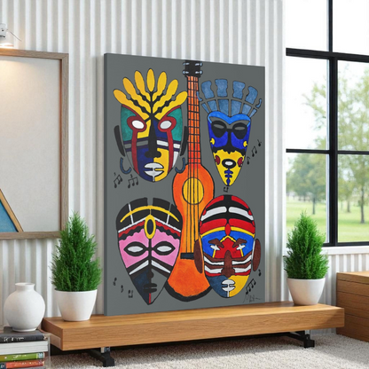Tribal Mask Acrylic Prints, Wall Art Decor, Native American Artwork, Home Office Decor