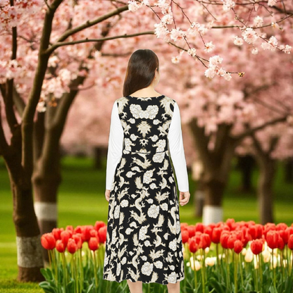 Elegant Dragon Print Long Sleeve Dance Dress | Boho Style, Dance Wear, Vintage Inspired