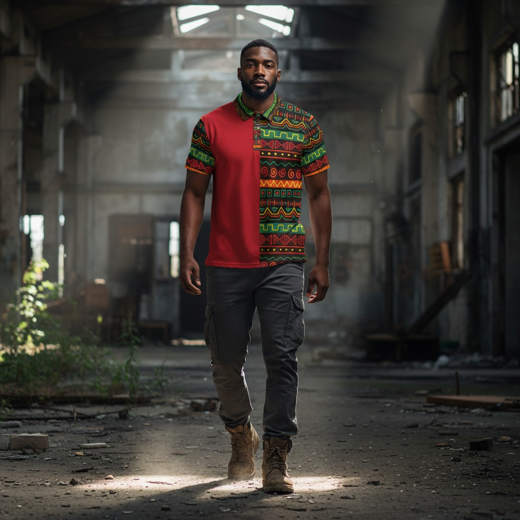 Unisex African Print Polo Shirt — Bold Kente-Inspired Pattern
