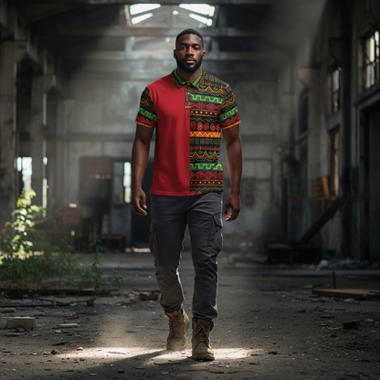 Unisex African Print Polo Shirt — Bold Kente-Inspired Pattern