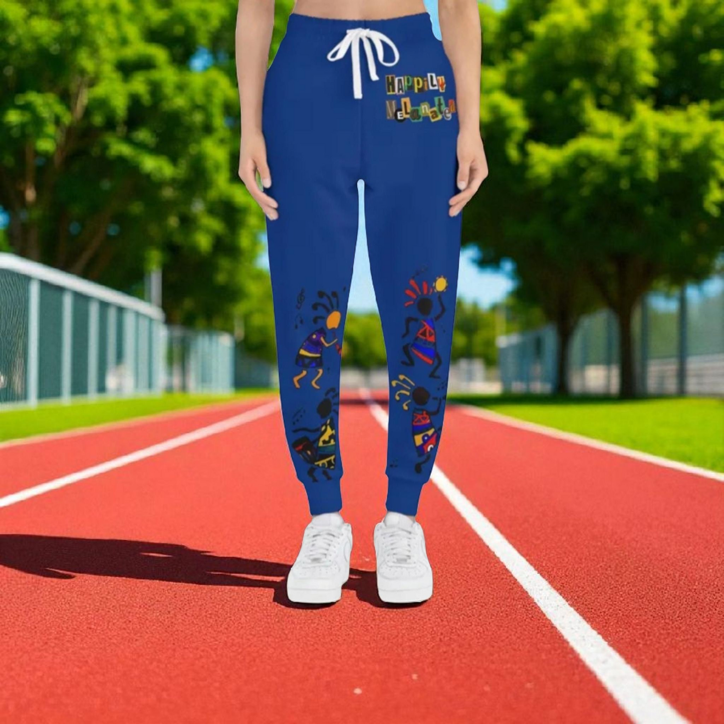 Handcrafted Afro Music Cartoon Art Athletic Joggers, Unisex Sweatpants