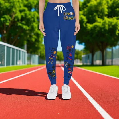 Handcrafted Afro Music Cartoon Art Athletic Joggers, Unisex Sweatpants