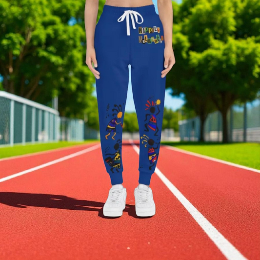 Handcrafted Afro Music Cartoon Art Athletic Joggers, Unisex Sweatpants