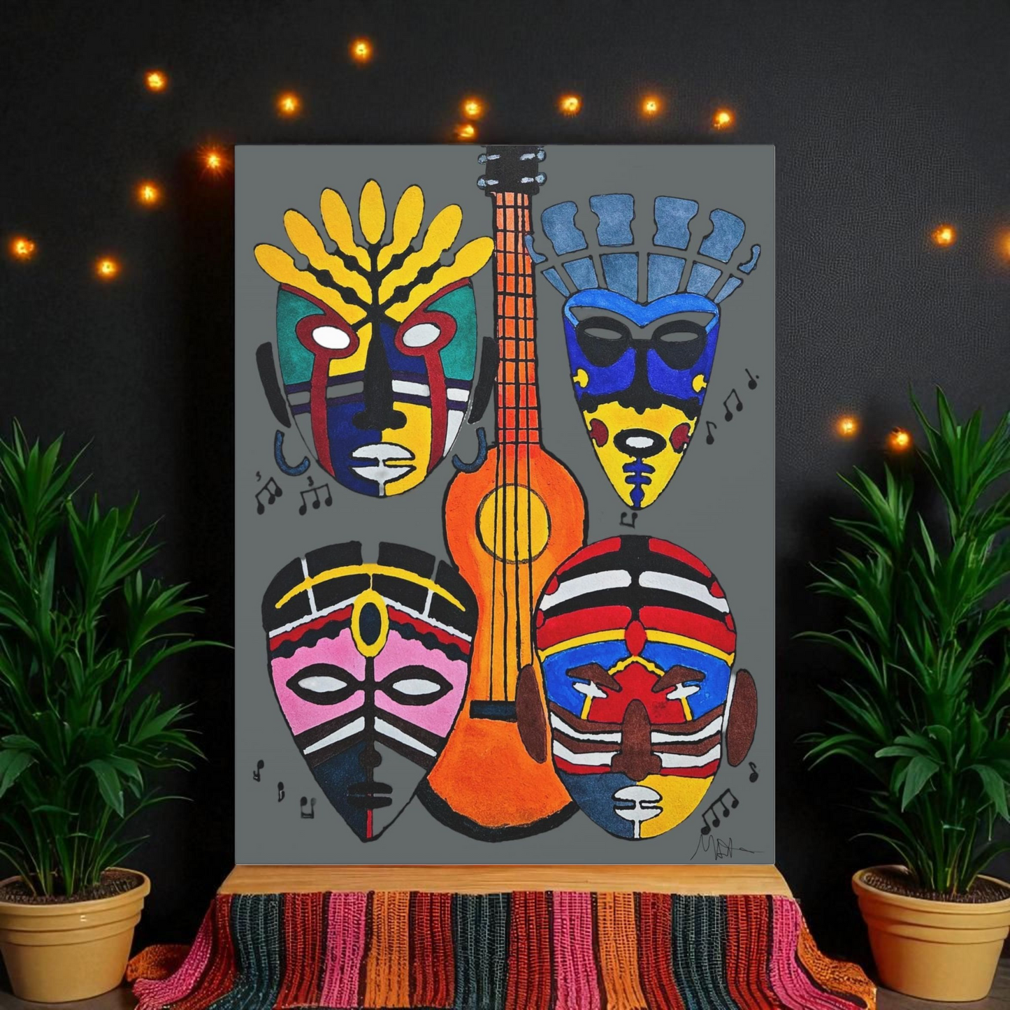 Tribal Mask Acrylic Prints, Wall Art Decor, Native American Artwork, Home Office Decor
