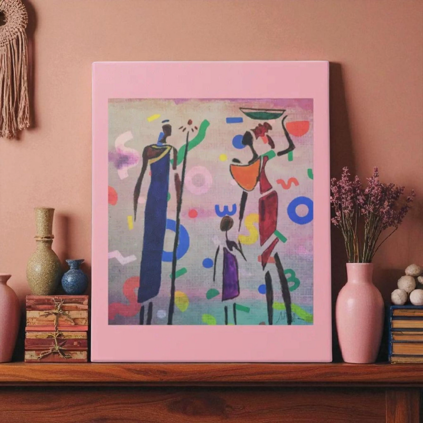 African Family Doodle Wall Art - Hand Drawn Tribal Decor, Ethnic Artwork for Art Lovers
